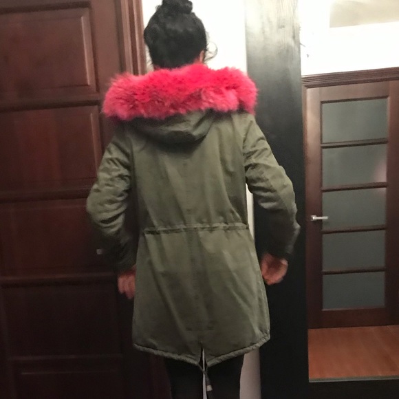 New Age army coat with pink fur size small - Picture 8 of 8